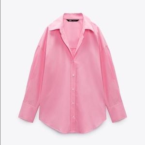Zara Poplin Shirt Pink XS NWT